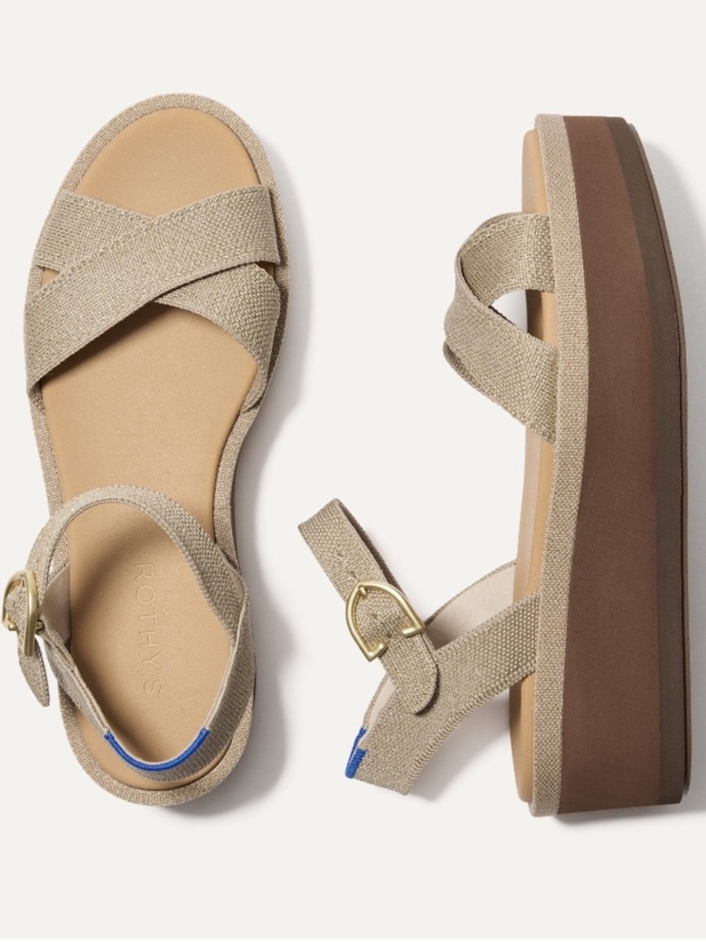 ROTHYโS Criss-Cross Platform Wedge Ankle Strap Sandal in Aurora 7.5 NWOB